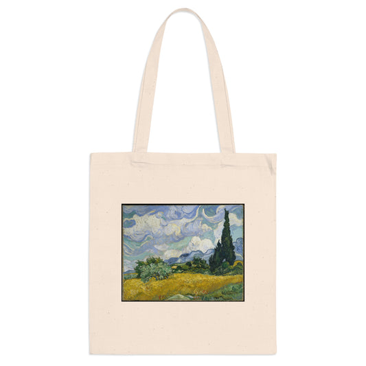 Campo di grano con cipressi